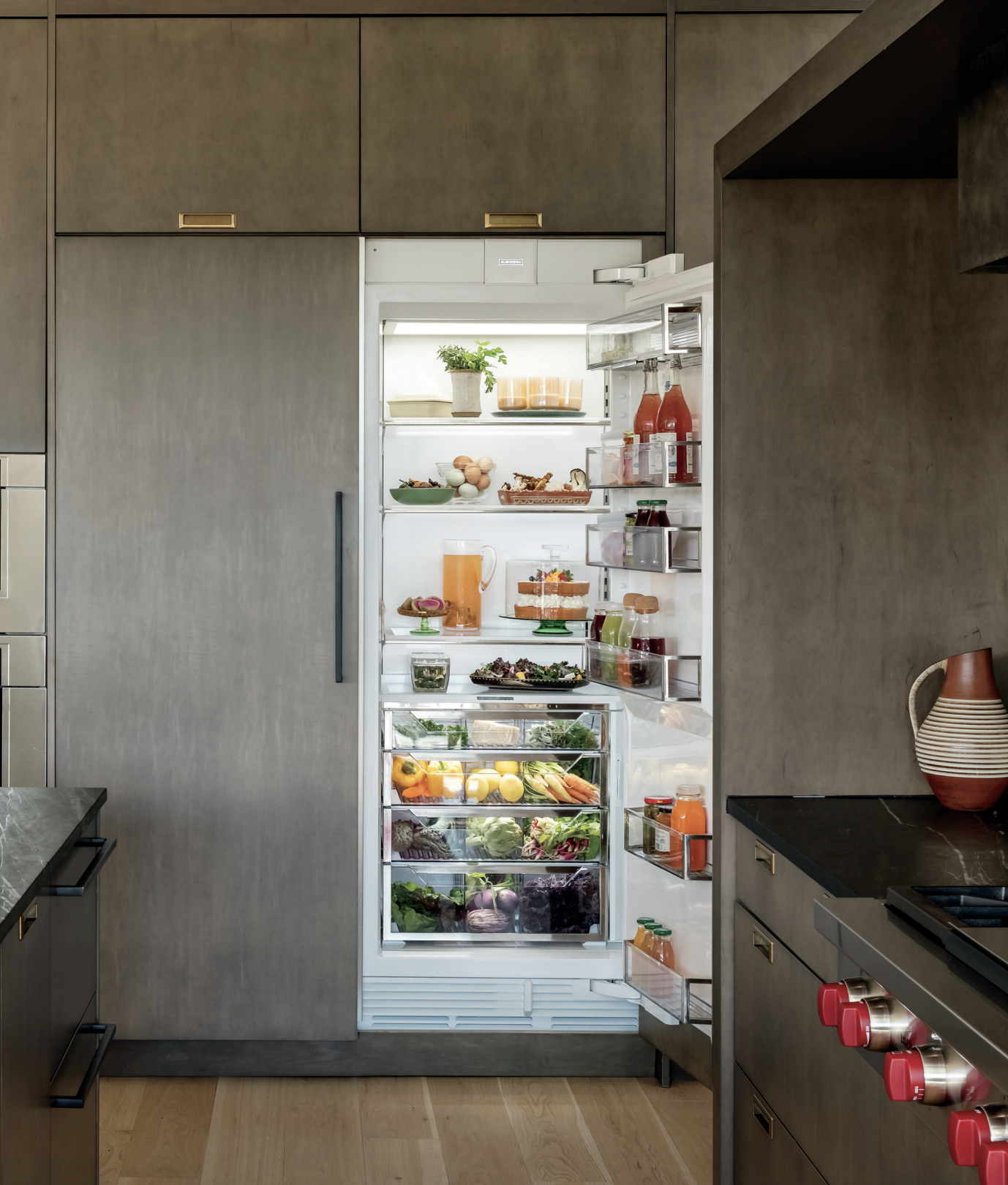 sub zero refrigerator in kitchen